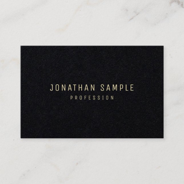 Gold Text Simple Template Luxurious Premium Black Business Card (Front)