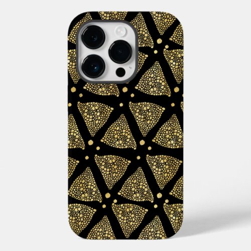 Gold Texture Triangles Modern Pattern Case_Mate iPhone 14 Pro Case