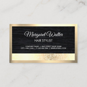 Gold Texture Velvet Black with Monogram Business Business Card