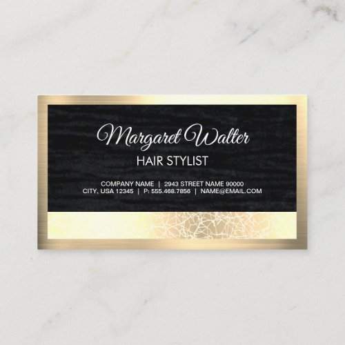 Gold Texture  Velvet Black with Monogram Business Business Card