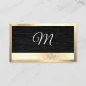 Gold Texture | Velvet Black with Monogram Business Business Card (Front)