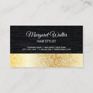 Gold Texture   Velvet Black with Monogram Business Card