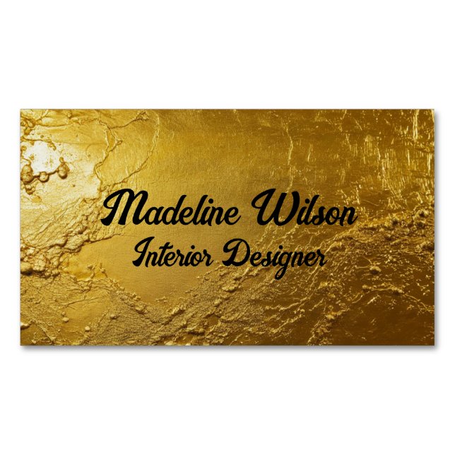 Gold Textured Business Card Magnet (Front)
