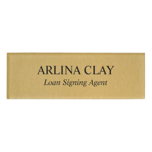 Gold Textured Notary Loan Signing Agent Name Badge