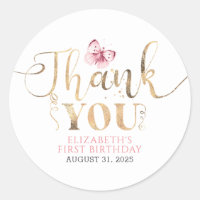 Gold Thank you and Pink Butterfly