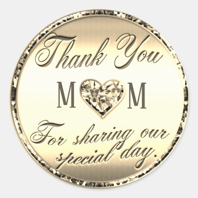 Gold Thank You Classic Round Sticker (Front)