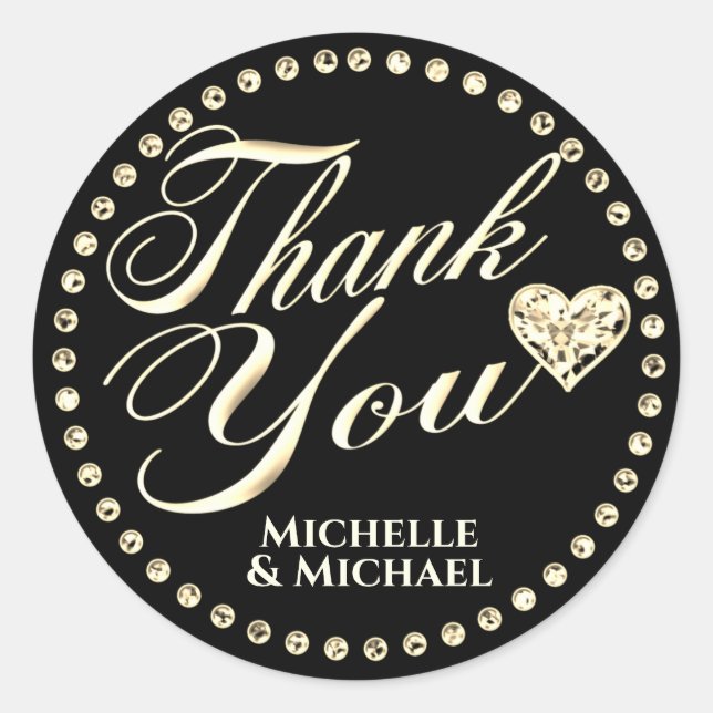 Gold Thank You Classic Round Sticker (Front)