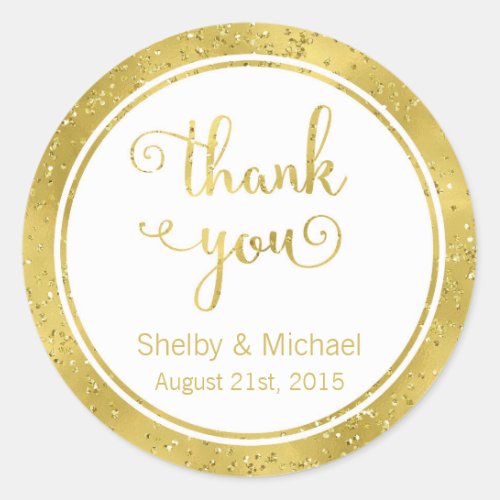 Gold Thank You Custom Text Personalized Sticker
