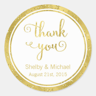 Gold Thank You Custom Text Personalized Sticker