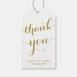 Gold Thank You Cute Modern Calligraphy Party Favor Gift Tags