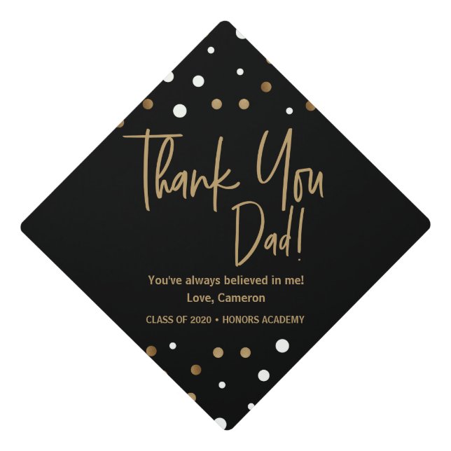 Gold Thank You Dad from Grad Class of 2020 Graduation Cap Topper (Front)