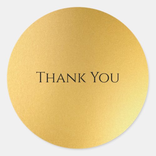 Gold Thank You Elegant Template Modern Golden Classic Round Sticker