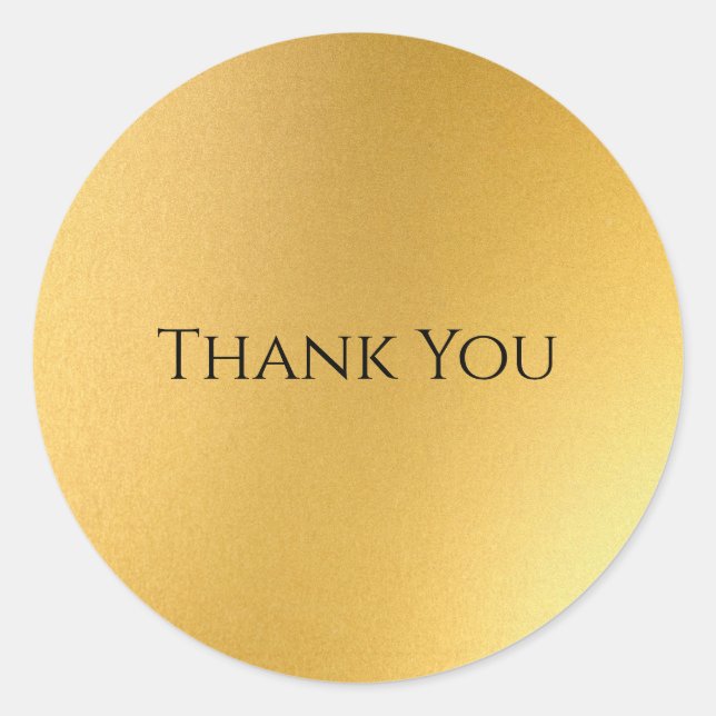 Gold Thank You Elegant Template Modern Golden Classic Round Sticker (Front)