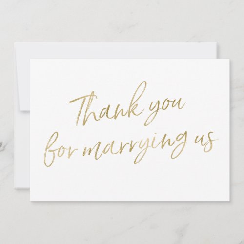 Gold Thank you for marrying us Thank You Card