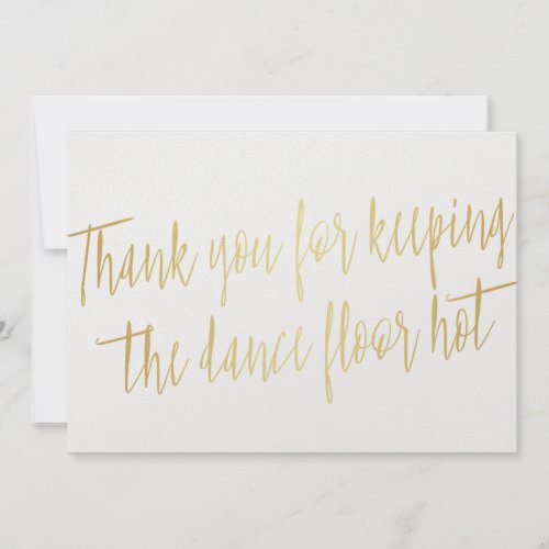 Gold Thank you for wedding band musician or DJ Thank You Card