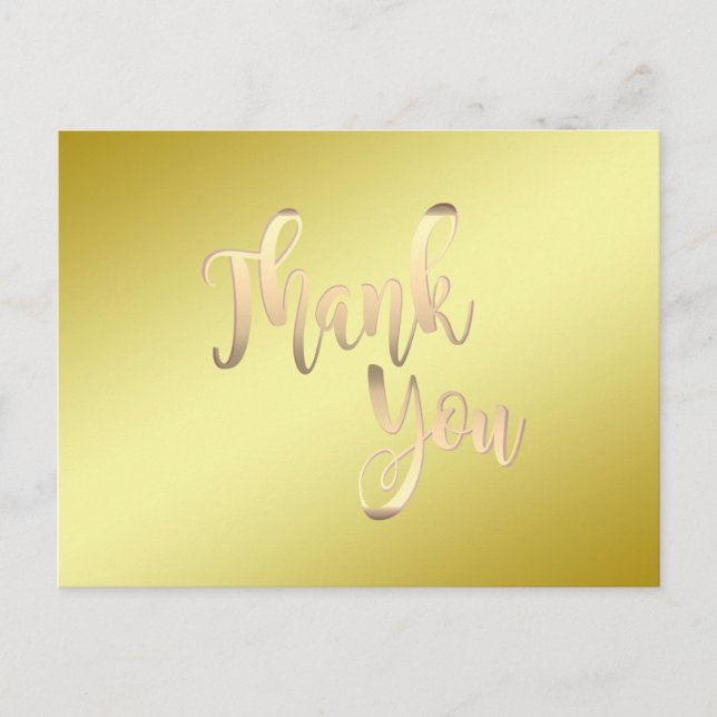 Gold Thank You Metal Glitter Clean Postcard (Front)