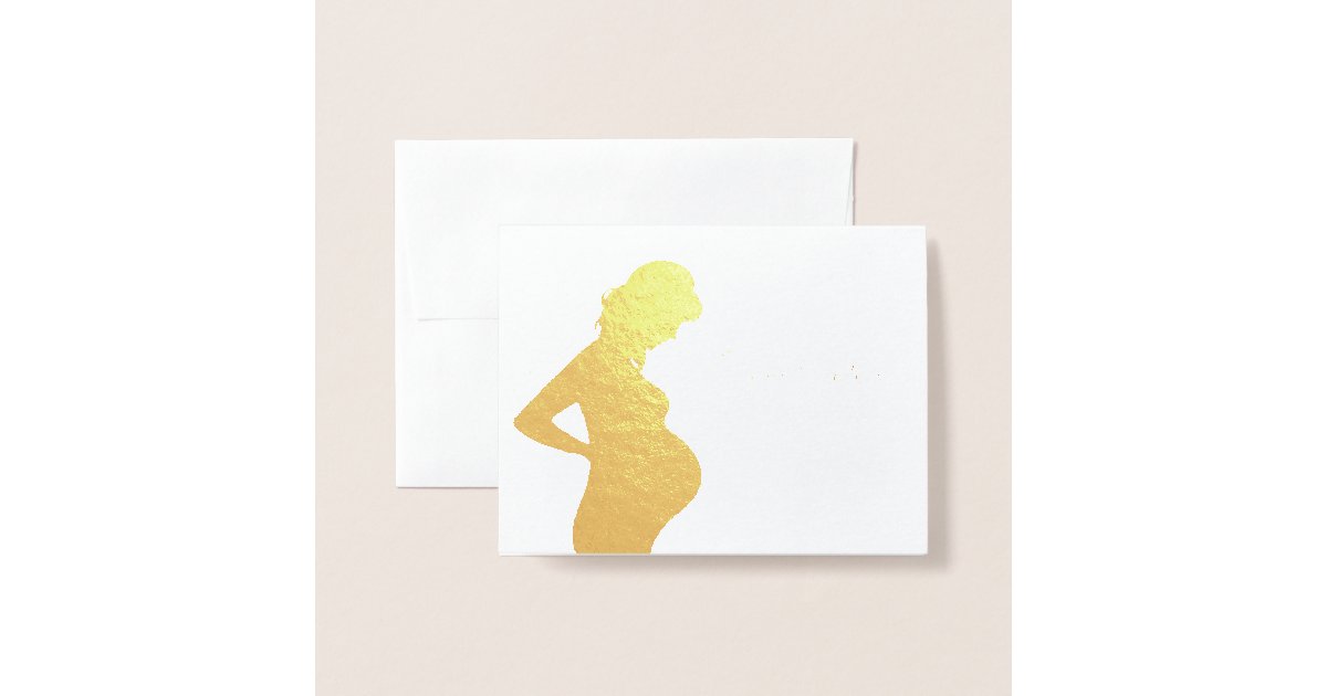 Gold Thank You Pregnant Woman Elegant Baby Bump Foil Card Zazzle