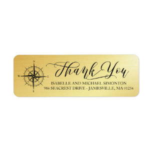 Gold Thank You Return Address Labels with Compass