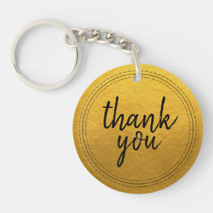 Gold Thank You Script Favor Keychain