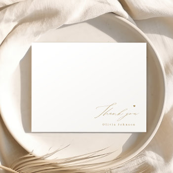 Gold Thank You Script Personalized Stationery Note Card by AvaPaperie at Zazzle