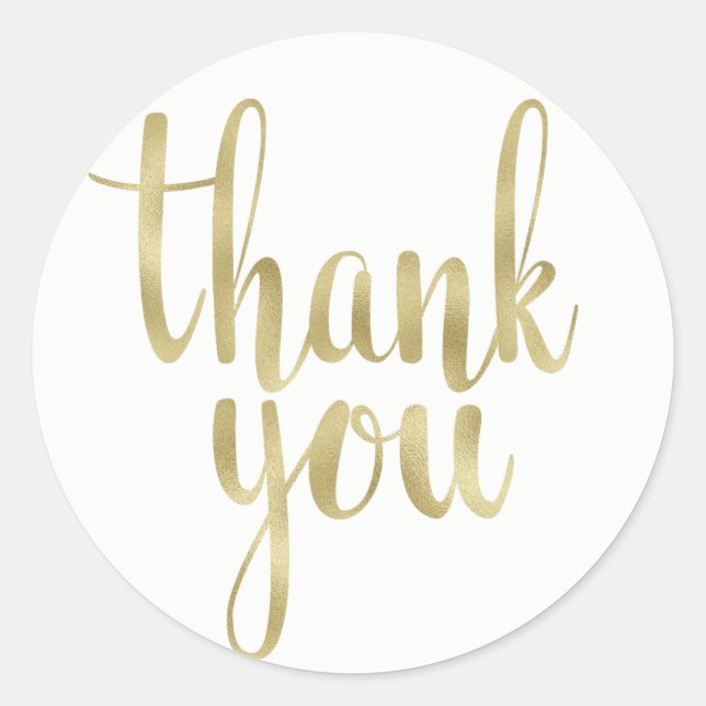 Gold thank you stickers, foil, round classic round sticker (Front)