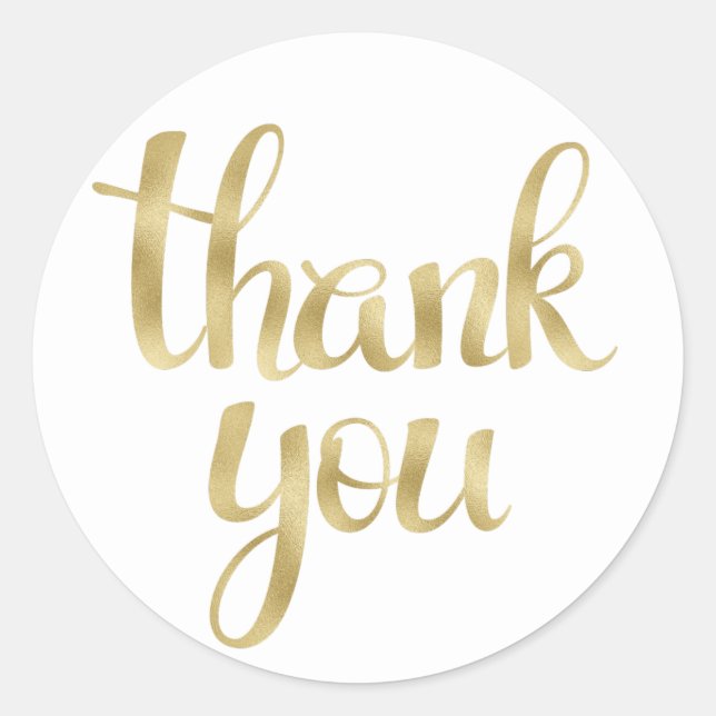Gold thank you stickers, round, small classic round sticker (Front)