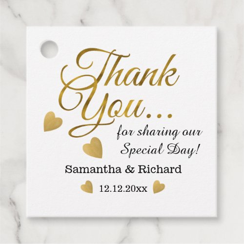 Gold Thank You Wedding Favor Tags