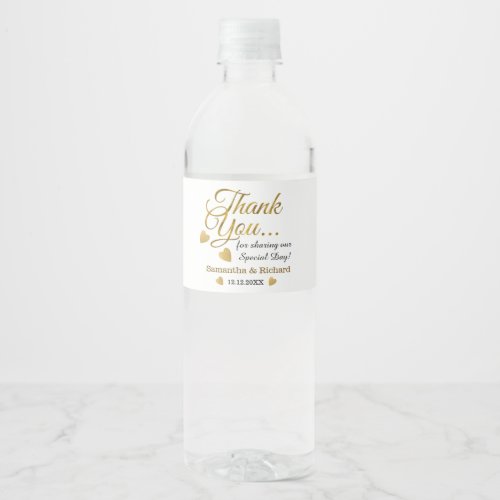 Gold Thank You Wedding Favor   Water Bottle Label