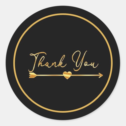 Gold Thank You With Arrow Circle Sticker