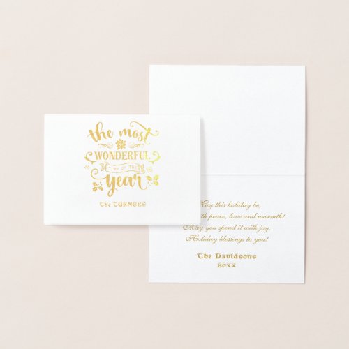 Gold The Most Wonderful Time of the Year Monogram Foil Card