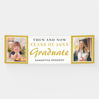 Gold Then and Now Class of 2026 Graduation Photo  Banner