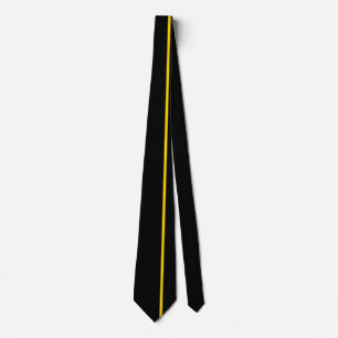 Gold Thin Vertical Line on Black Offset Right Tie