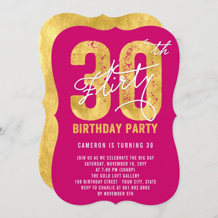 Gold Thirty And Flirty 30th Birthday Party Invite Zazzle