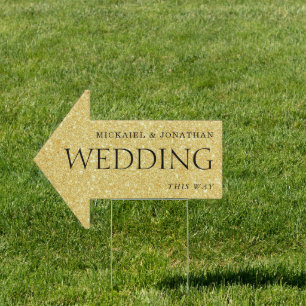 GOLD This Way to Wedding Direction  Sign