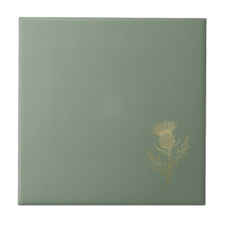 Gold Thistle Sage Green Ceramic Tile