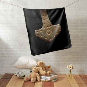 Gold Thor Hammer baby black blanket