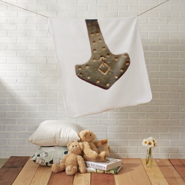 Gold Thor Hammer baby blanket (In Situ)