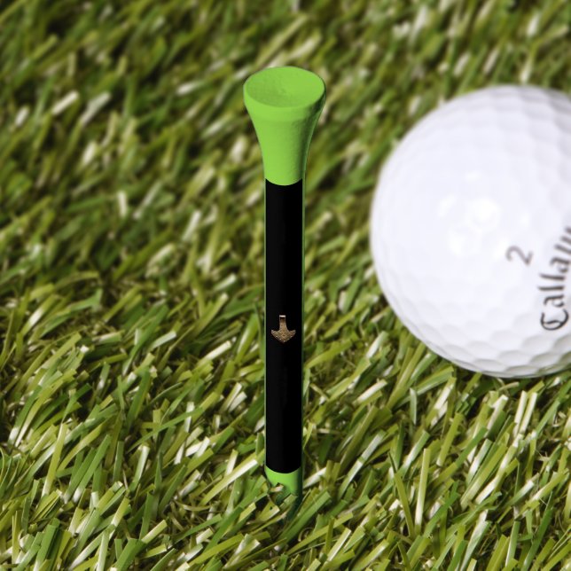 Gold Thor Hammer black green golf tee (Grass)