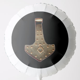 Gold Thor Hammer black helium balloon