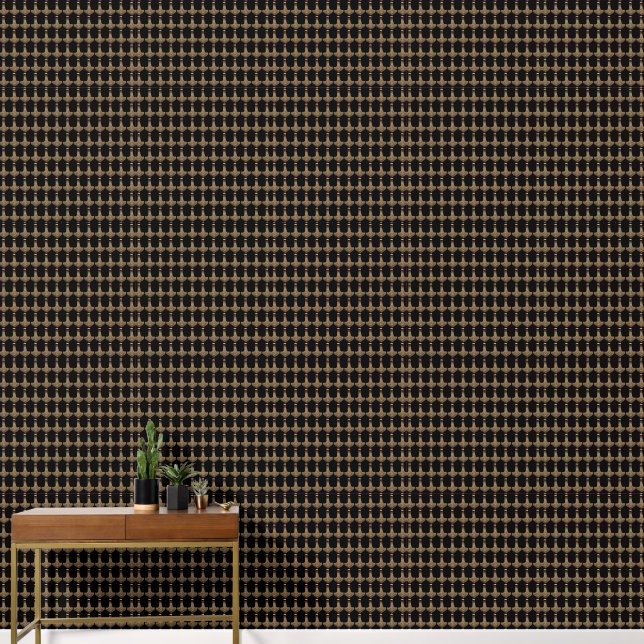 Gold Thor Hammer black smooth vinyl wallpaper (Hallway)