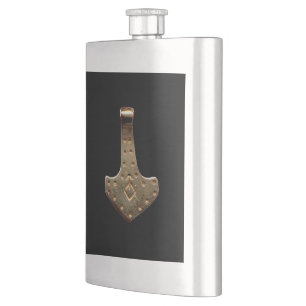 Gold Thor Hammer black stainless steel flask