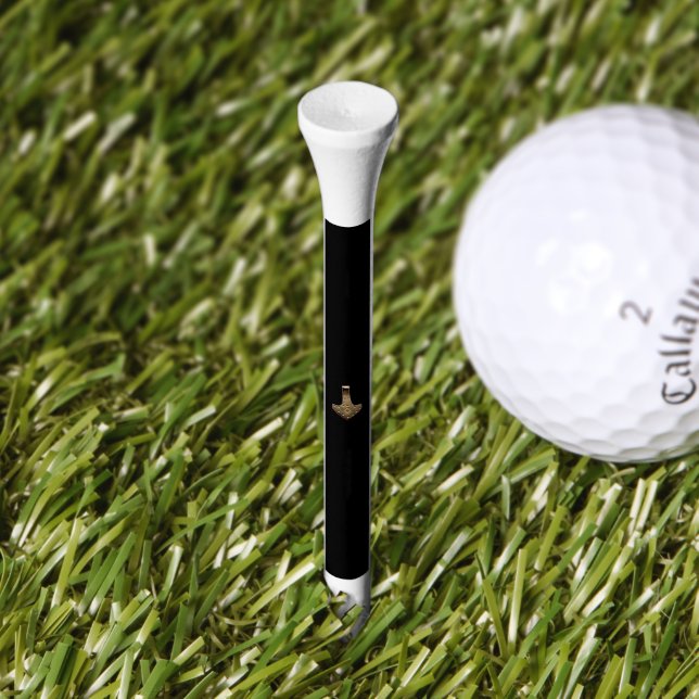 Gold Thor Hammer black white golf tee (Grass)