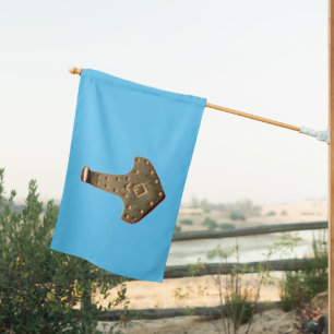 Gold Thor Hammer blue house flag