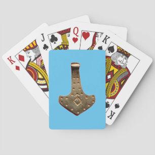 Gold Thor Hammer blue Poker playing cards