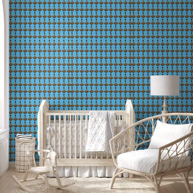 Gold Thor Hammer blue smooth vinyl wallpaper Wallpaper (Kids)