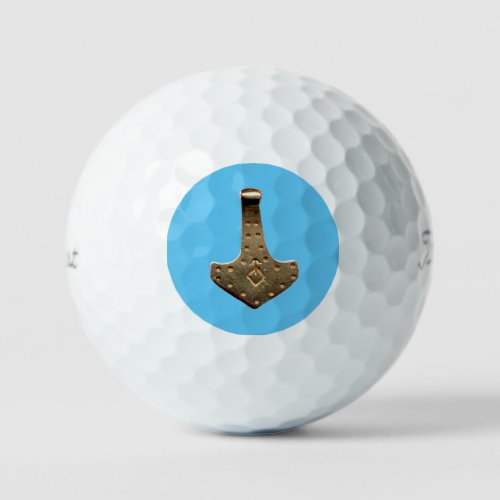 Gold Thor Hammer blue Titleist Pro golf balls 12