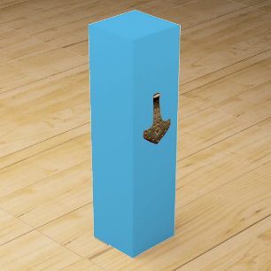 Gold Thor Hammer blue wine box