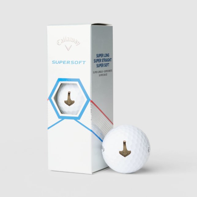 Gold Thor Hammer Callaway Soft golf balls 3 pk (Packaging)