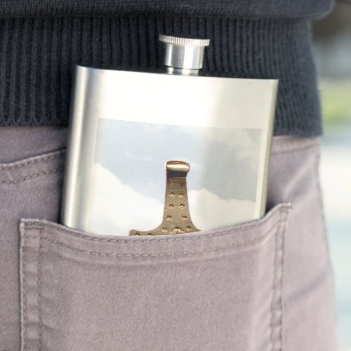 Gold Thor Hammer clouds stainless steel flask