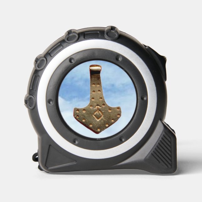 Gold Thor Hammer clouds tape measure (Front)